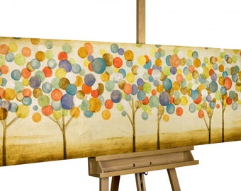 Peinture « feuilles d’automne colorés » acrylique 150 x 50 cm