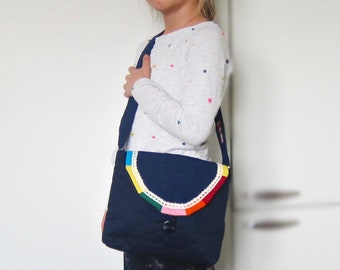 Kita-Tasche "dunkelblau mit bunt " für Mädchen