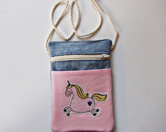 Neck pouch "Unicorn" in jeans