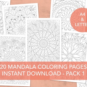 20 mandala coloring pages | A4 and letter | Instant digital download | PACK 1