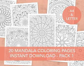 20 mandala coloring pages | A4 and letter | Instant digital download | PACK 1