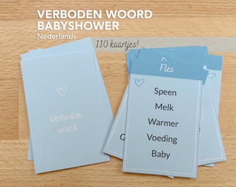 Forbidden Word Baby Shower Game Dutch | Print Yourself | Boy