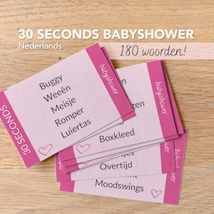 30 seconds babyshower spel Nederlands | Zelf printen | Meisje