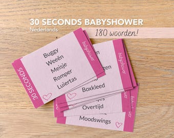 30 seconds babyshower spel Nederlands | Zelf printen | Meisje