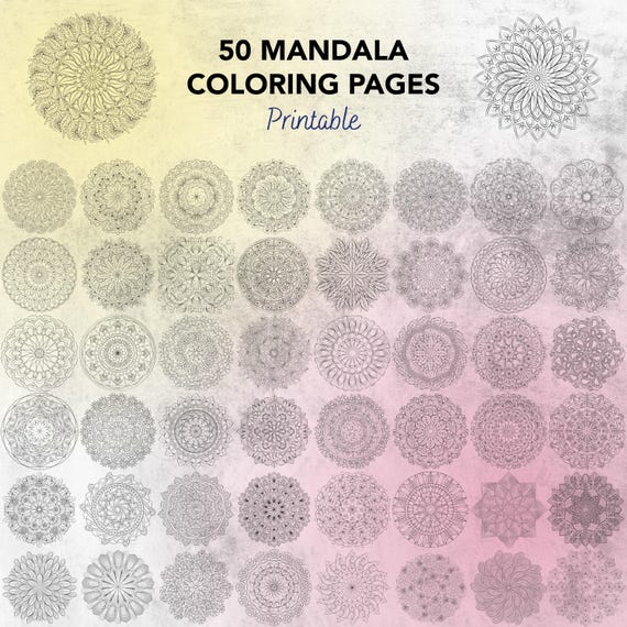 50 mandala coloring pages | Square | Instant digital download