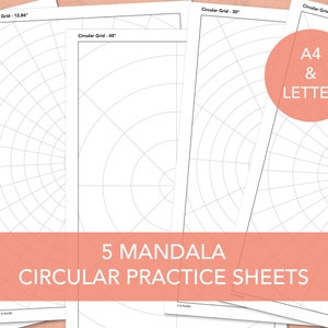 5 Mandala Circular Practice Sheets | A4 and letter | Instant digital download | Mandala template