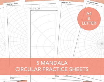 5 Mandala Circular Practice Sheets | A4 and letter | Instant digital download | Mandala template