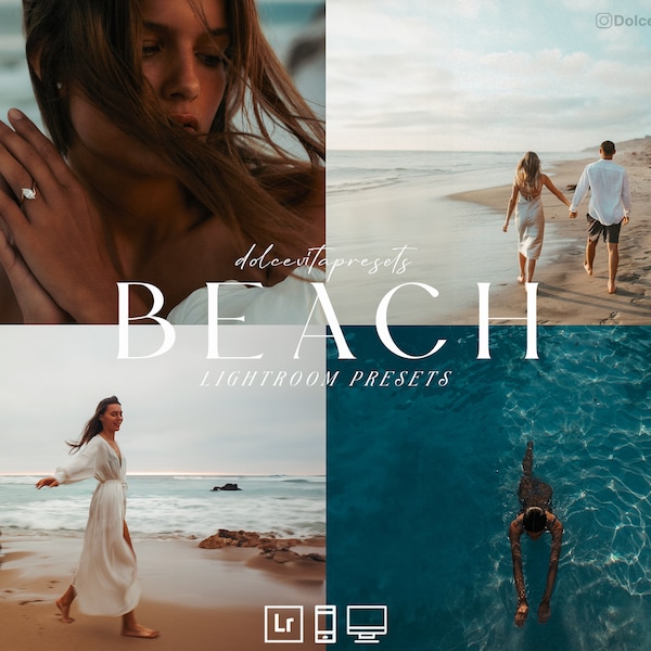 30 Beach Lightroom Mobile Desktop Presets, Summer Presets, Influencer Summer Presets, Instagram Filter for Bloggers, Beach Travel Presets