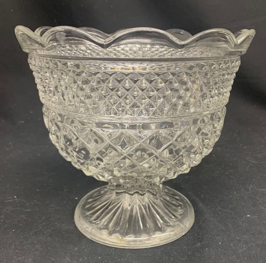 Wexford, Crystal Footed Bowl, Anchor Hocking, Trifle Bowl, Fruit Bowl, Vegetable Bowl