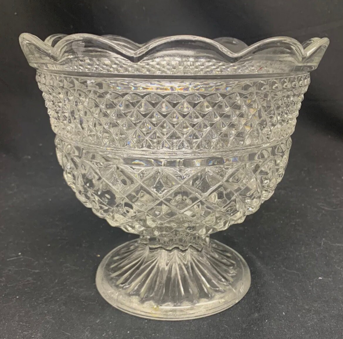 Wexford, Crystal Footed Bowl, Anchor Hocking, Trifle Bowl, Fruit Bowl