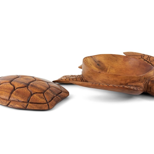 Wooden Handmade Turtle Bowl with Lid Kitchen Dining Decorative Centerpiece Hand Carved Decoration Handcrafted Wood Serving Tortoise Coastal