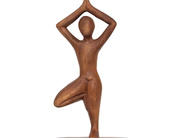 Mini figurines de yoga en bois de 20 cm (20 cm), posture de yoga, décoration de studio de salle de yoga, cadeau Yogi, décoration d'étagère décorative - pose d'arbre