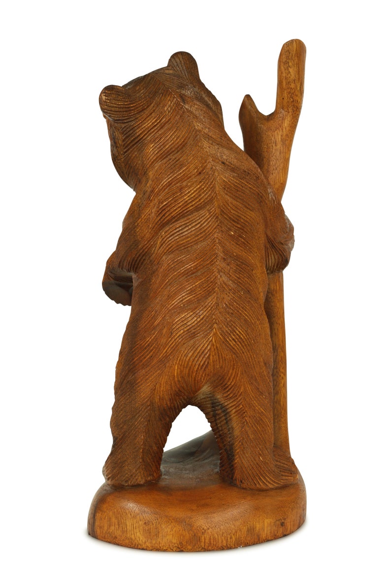 12 Wooden Hand Carved Standing Bear Statue Handcrafted Etsy