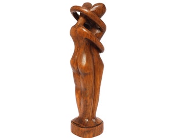 Kissing Couple Statue, Everlasting Love Wooden Abstract Sculpture Relationship, Romantic Figurine, Newlywed Gift, Wedding Anniversary Gift