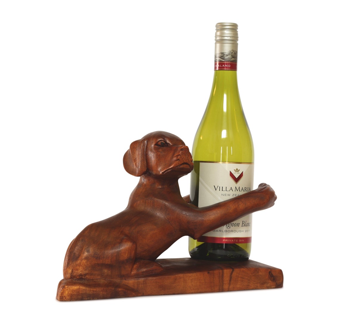 Wooden Handmade Dog Wine Bottle Holder Rack Free Standing Wood Etsy
