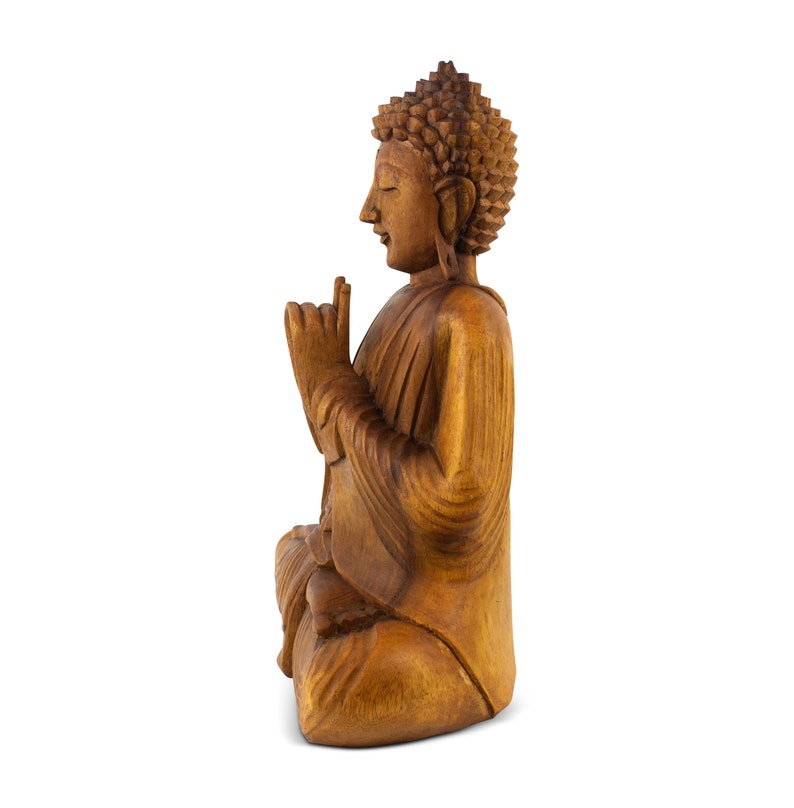 Wooden Serene Sitting Buddha Statue Handmade Meditating - Etsy