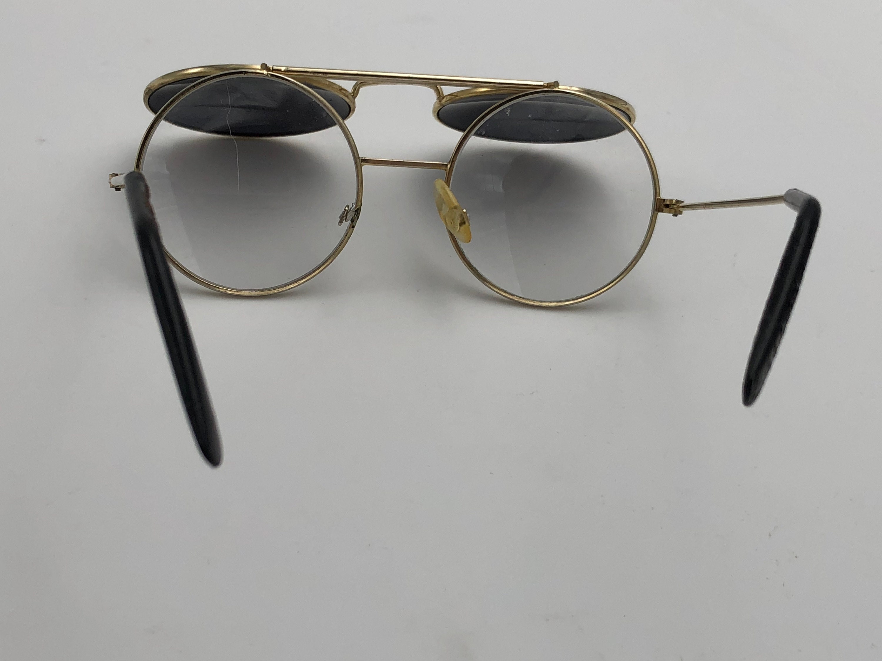60s Round Glasses with Attached Sunglasses that raise up Etsy