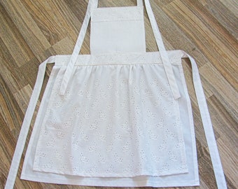 Children's apron completely in white / cotton / personalization possible / can be ordered in size 122 to 152