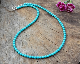 Pearl necklace turquoise / necklace turquoise / jewelry with turquoise / jewelry for best friend / turquoise 4 mm & 925 sterling silver