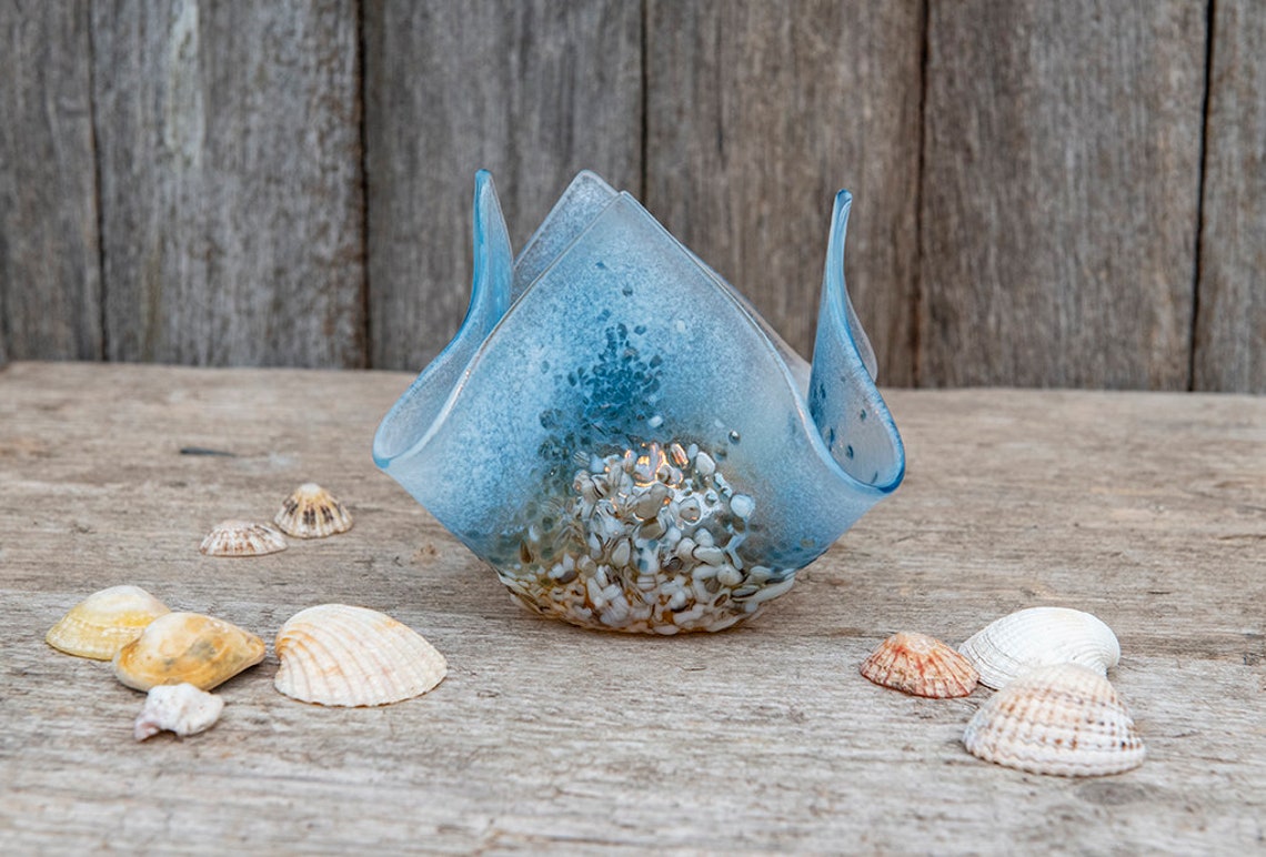 Fused Glass Ocean Tea Light Holder Etsy