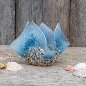 Fused Glass Ocean Tea Light Holder