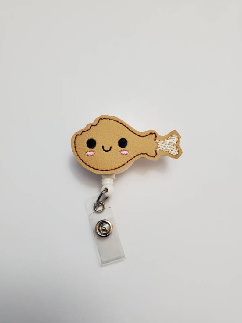Turkey Leg Feltie Retractable Badge Reel Belt Clip or Swivel Alligator Clip-Nurse Gift-Thanksgiving Badge Reel