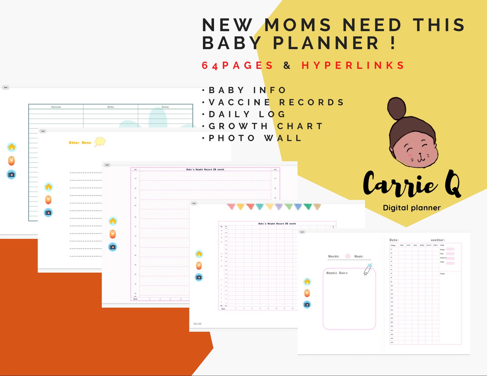 Digital BABY PLANNER with 46 pages & Flexible Hyperlinks - Etsy France