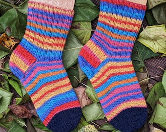 Handgestrickte Socken Wollsocken Strümpfe aus Sockenwolle für Kinder Größe EU 28/29 - US 10-11,5 - UK 11,5-13