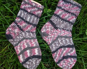 Handgestrickte Socken Strümpfe aus Wolle Sockenwolle für Baby Kinder Größe EU 18/19 - US 2-3,5 - UK 2-3