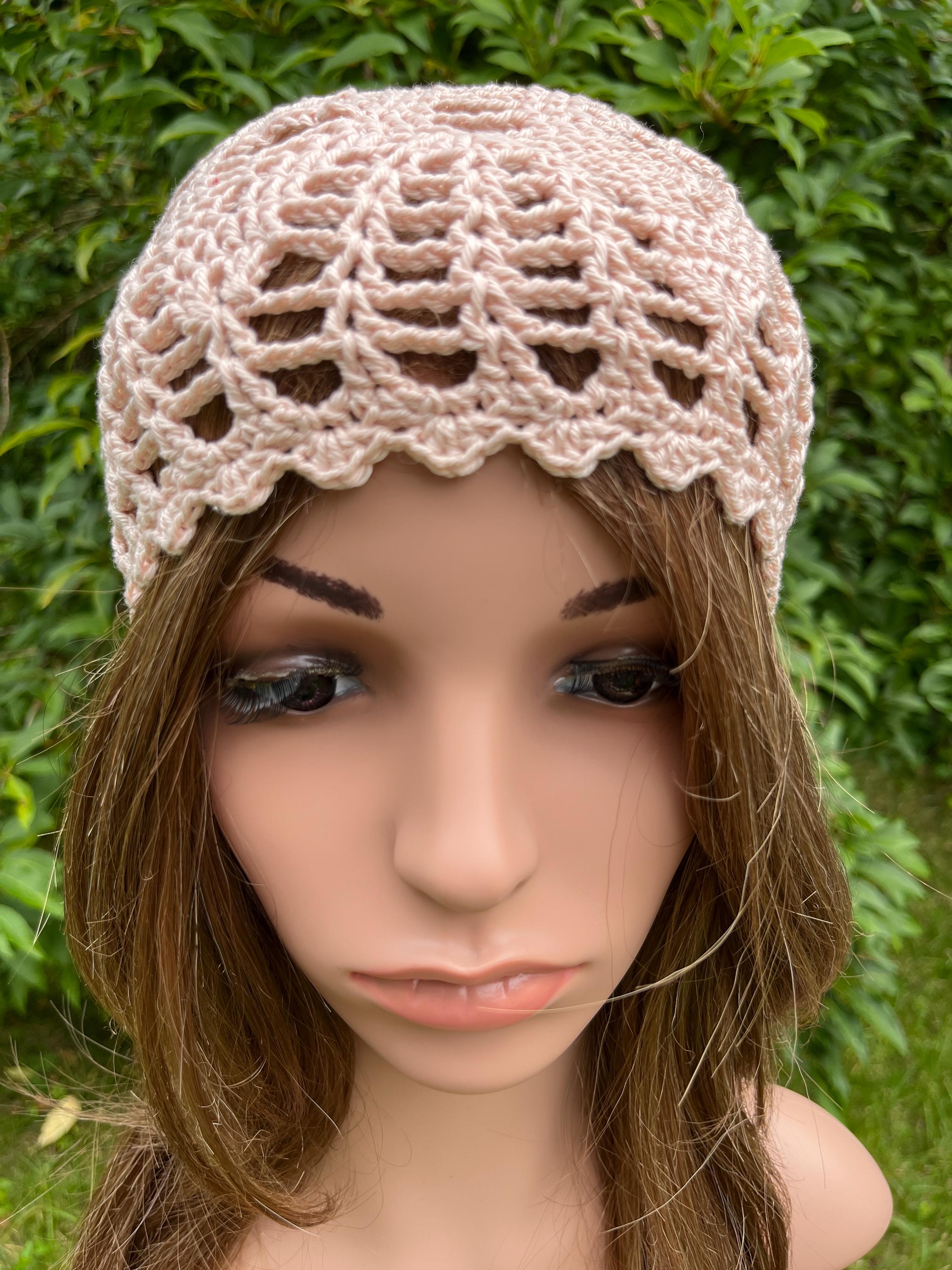 ビー Crochet Hat in Apricot – Lightweight Cotton Summer Hat, Handmade