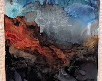 Volcano - Abstract Alcohol Ink Landscape Painting