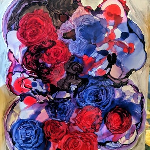 Grateful Roses - Abstract Alcohol Ink Original Painting