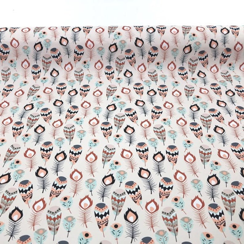 Waterproof Fabric Boho Feathers Waterproof Polyester Etsy