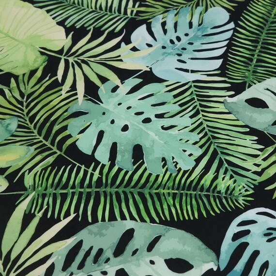 Monstera Leafs Velvet Fabric Velor Watercolors Monstera Etsy