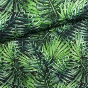 Palm leaves, tropical leaves fabric, premium cotton fabric, leaves premium cotton 50cm / 0.55yd, fabric by the half yard