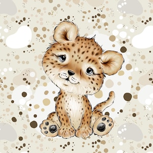 African wild safari animals Sweatshirt fabric, stretch Knitwear, French terry knit fabric, cotton knitwear Savannah animals, digital print image 3