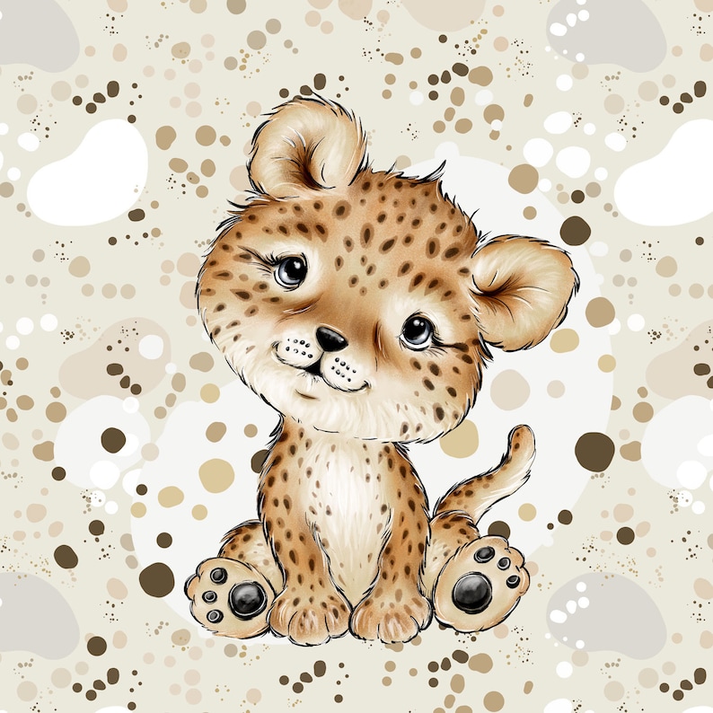 African wild safari animals Sweatshirt fabric, stretch Knitwear, French terry knit fabric, cotton knitwear Savannah animals, digital print image 3