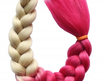 24"/60cm Jumbo Braid Hair, Rainbow Ombre Hair, Hair Extensions, Kanekalon Synthetic Hair, Colored Hair, Long Artificial Hair for Women Kids