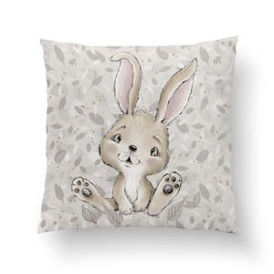 Kaninchen Kissenbezug Premium Baumwollstoff, Hase Baumwollkissen für Kinderbett, Kinderzimmer, Kinderkissen 35x35cm, Babyparty Geschenk