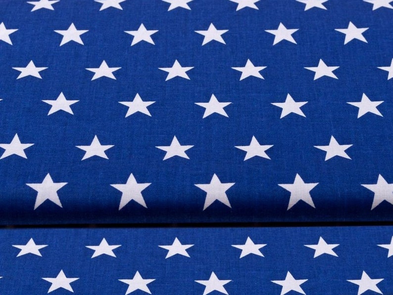 White stars on navy blue background cotton fabric white stars Etsy