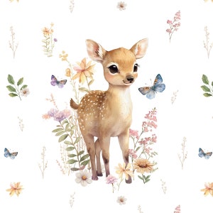 Forest kids animals Sweatshirt fabric, stretch Knitwear, French terry knit fabric, cotton knitwear, forest friends, woodland animals
