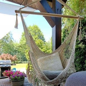 Luxury Macrame Hammock Chair, Hanging Chair, Handmade Boho Chair, Natural Cotton Hammock, Macrame Hammock, Indoor Outdoor Hanging Chair image 4