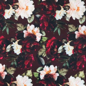 Wild Roses Italian Velvet Fabric, Upholstery Fabric, Upholstery Velvet, Digital Print of Wild Roses Pattern