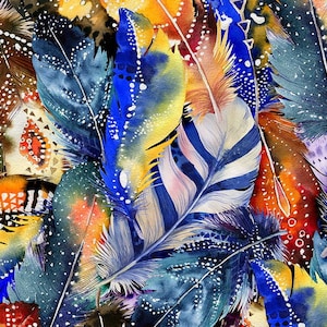 1 yd Boho Feathers Upholstery Velvet, Italian Velvet, Velor Upholstery Fabric, Upholstery Fabric, Italian Velvet Fabric Digital Printing