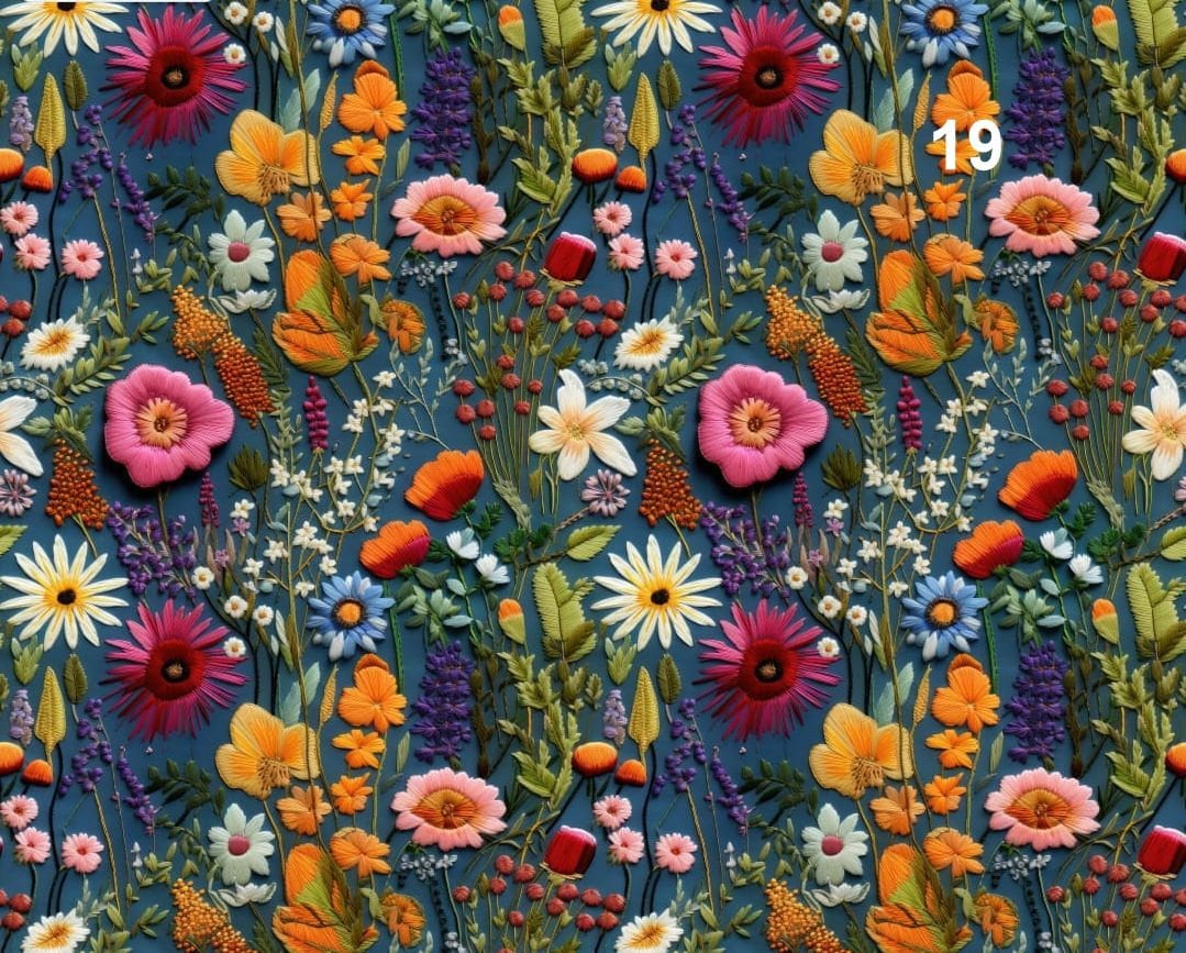 1 yd flowers in meadow imitation embroidery Italian Velvet Fabric, Upholstery Velvet Fabric, Digital Print Velvet curtain, Home Decor Fabric