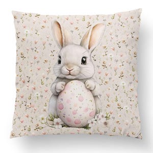 Kaninchen Kissenbezug Premium Baumwollstoff, Hase Baumwollkissen für Kinderbett, Kinderzimmer, Kinderkissen 35x35cm, Babyparty Geschenk
