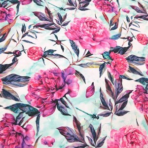 Pink Peony Peonies Waterproof Fabric Impregnated, Blooms, Floral fabric, Blossom fabric, Waterproof Polyester 50cm/0.55yd