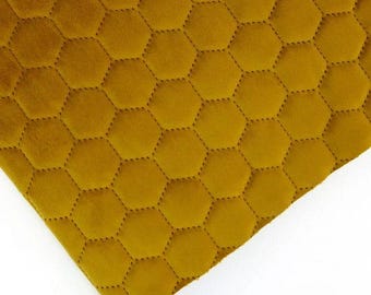 Velvet Honeycomb Quilted, Hexagon Quilted Fabric, Upholstery Fabric, Soft Touch Luxury, Home Decorative Fabric, Sold By The Metre/Yard