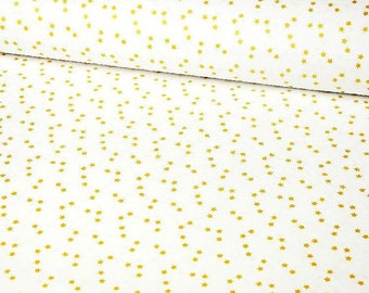 Small Gold Stars Cotton Fabric, fabric in gold stars (5 mm) on white background, star print, fabric to the half yard 50x160cm/0.55x1.75yd