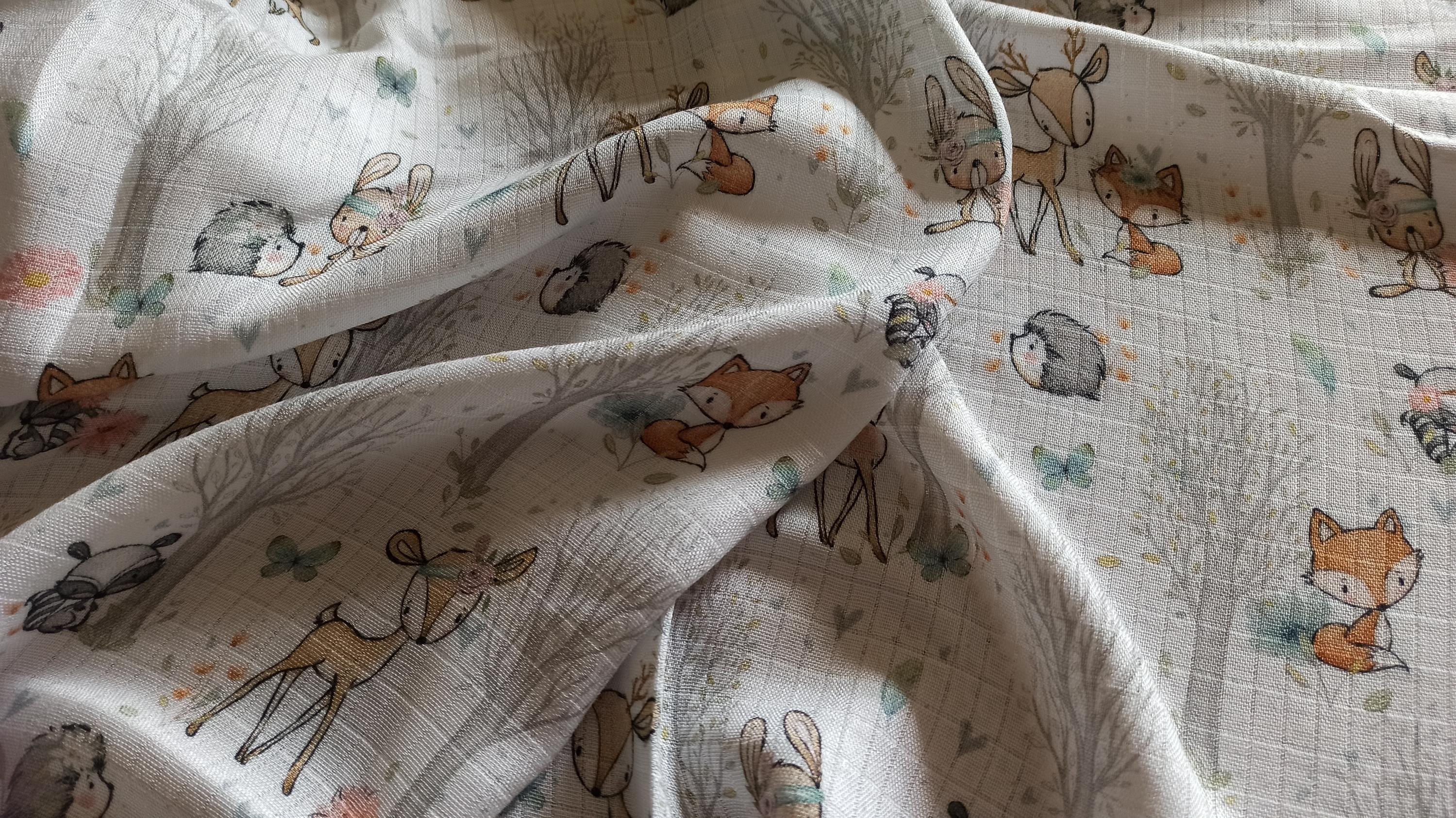 Bamboo Muslin Bamboo Viscose Woodland Animals Fabric Swaddle Muslin Fabric Forest Woodland Nursery Decor Bedding Owl Fox Fawn Hare Teepe Etsy Canada